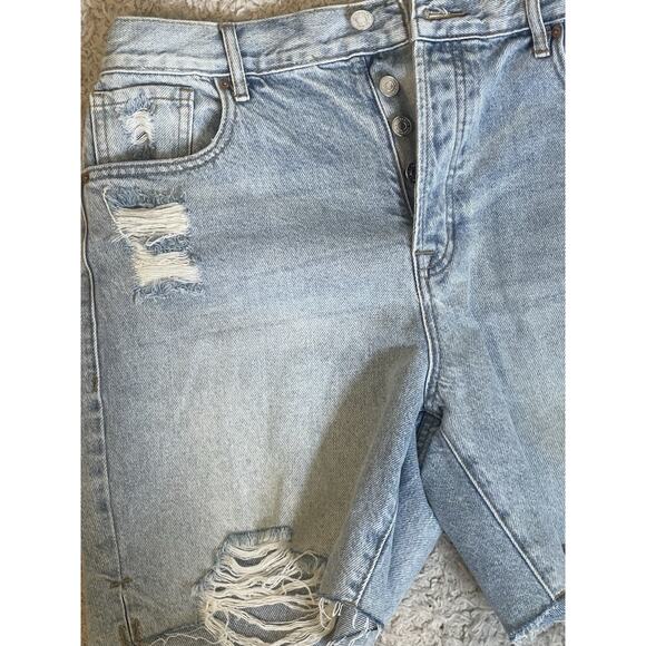 Pacsun Womens 29 High Rise Boy Shorts Distressed Denim Shorts Ripped Summer 90s - Picture 2 of 8